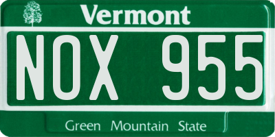 VT license plate NOX955