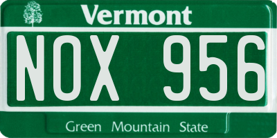VT license plate NOX956
