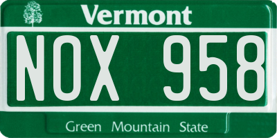 VT license plate NOX958