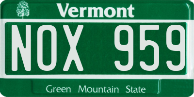 VT license plate NOX959