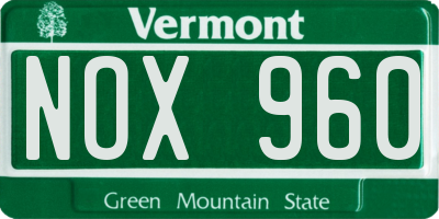 VT license plate NOX960
