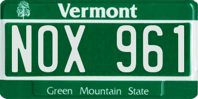 VT license plate NOX961