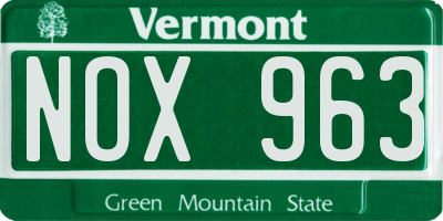 VT license plate NOX963