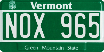 VT license plate NOX965