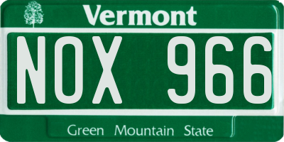 VT license plate NOX966