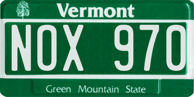 VT license plate NOX970