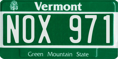 VT license plate NOX971