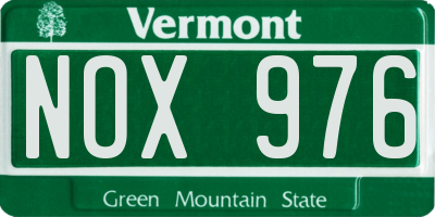VT license plate NOX976