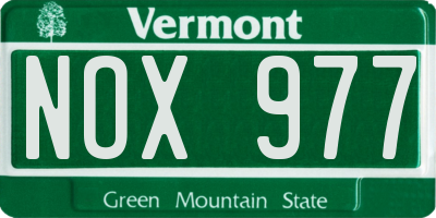 VT license plate NOX977