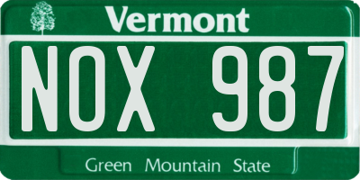 VT license plate NOX987