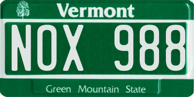 VT license plate NOX988