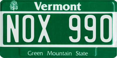 VT license plate NOX990