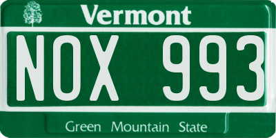 VT license plate NOX993