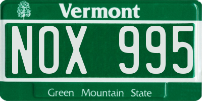 VT license plate NOX995