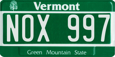 VT license plate NOX997