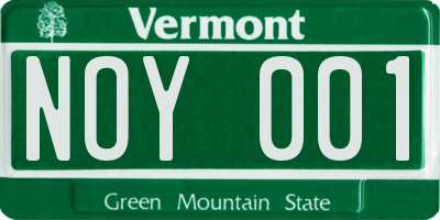 VT license plate NOY001
