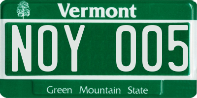 VT license plate NOY005