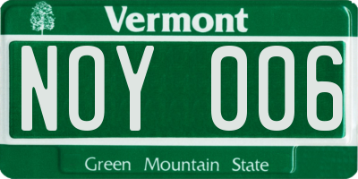 VT license plate NOY006