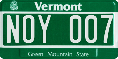 VT license plate NOY007