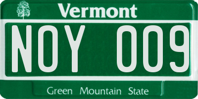 VT license plate NOY009