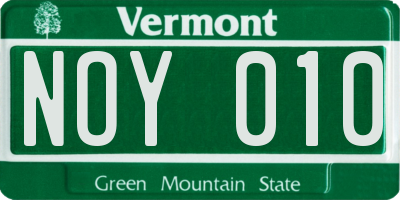 VT license plate NOY010
