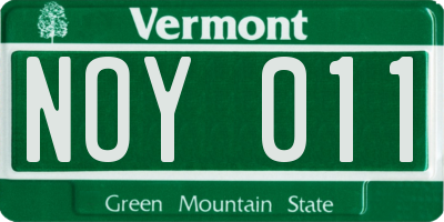 VT license plate NOY011