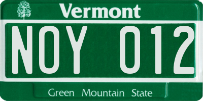 VT license plate NOY012