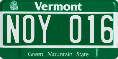 VT license plate NOY016