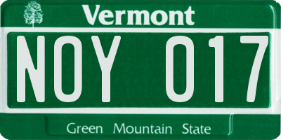 VT license plate NOY017