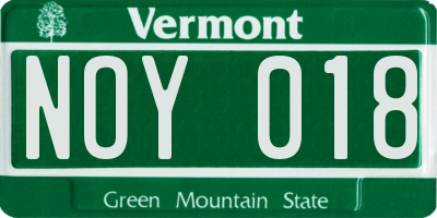 VT license plate NOY018