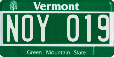 VT license plate NOY019