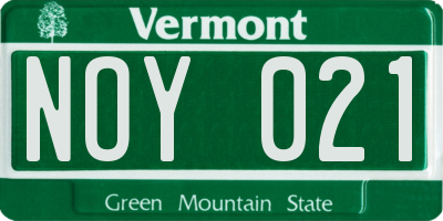 VT license plate NOY021