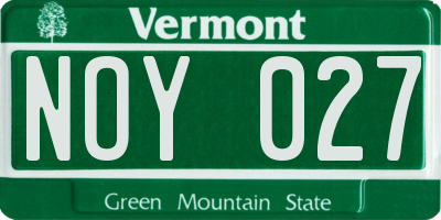 VT license plate NOY027