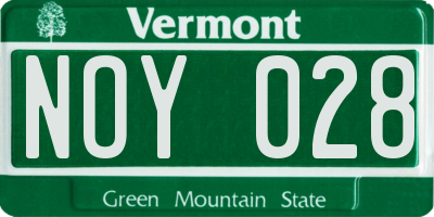 VT license plate NOY028