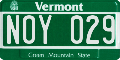VT license plate NOY029