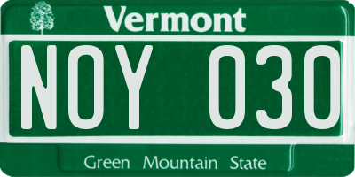 VT license plate NOY030