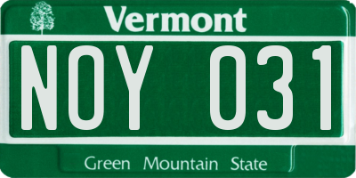 VT license plate NOY031