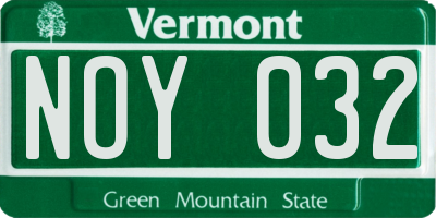 VT license plate NOY032
