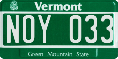 VT license plate NOY033