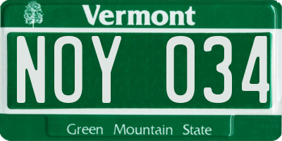 VT license plate NOY034