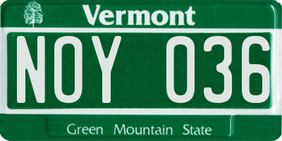 VT license plate NOY036