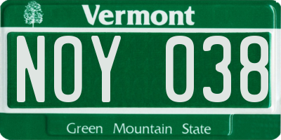 VT license plate NOY038