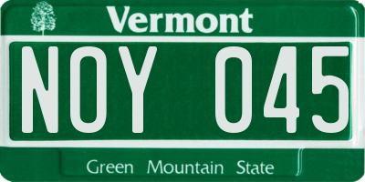 VT license plate NOY045