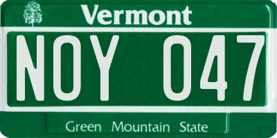VT license plate NOY047