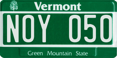 VT license plate NOY050