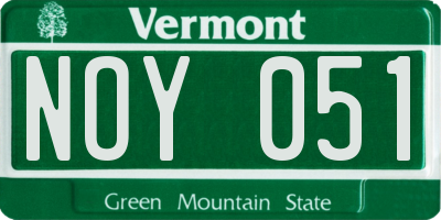 VT license plate NOY051