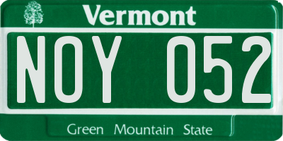 VT license plate NOY052