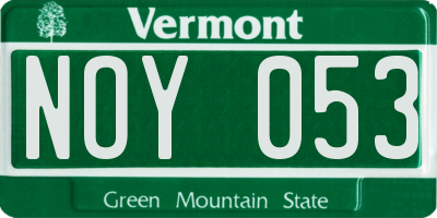 VT license plate NOY053