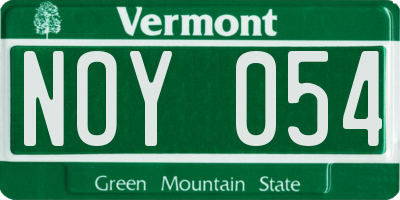 VT license plate NOY054