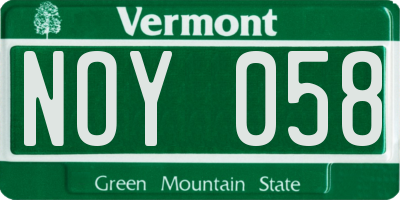 VT license plate NOY058